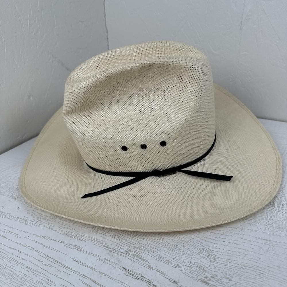 Resistol Size 7 1/8 Self Conforming Western Cowboy Hat Shantung Panama Long Oval